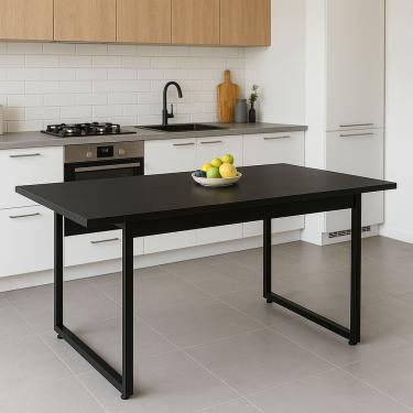 Imagem de Mesa de Jantar 120x80 Estilo Industrial Para Cozinha e Sala de Estar Estrutura Pés de Ferro