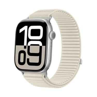 Imagem de Pulseira esportiva de nylon compatível com Apple Watch SE 2/SE/ séries 10 9, 8, 7, 6, 5, 4, 3, 2 e 1 de 38 mm, 40 mm, 40 mm, 41 mm, 44 mm, 45 mm, 46 mm, 46 mm, 42 mm (Starlight, 44/45/46/42 mm (série