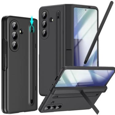 Imagem de YQODSZ Capa para Samsung Galaxy Z Fold 7 com suporte para caneta S e caneta Stylus, capa de telefone Z Fold7 com dobradiça de suporte, protetor de tela HD, cobertura total, compartimento para caneta