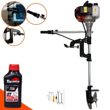 Imagem de Motor de Popa Com Rabeta À Gasolina Import Way IWMPG2T52 52cc 2,5HP 7.500rpm De Alta Rotação e Performance Completo + ÓLEO TOYAMA 2T