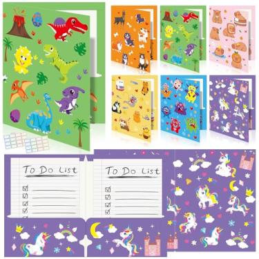 Imagem de Cinrobiye Pacote com 24 pastas inspiradoras com 2 bolsos com 32 etiquetas de nome, pastas decorativas motivacionais tamanho carta infantil arquivo com bolsos para escritório casa organizador de