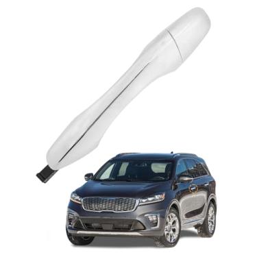Imagem de Maçaneta de porta traseira esquerda com tampa de extremidade, compatível com Kia Sorento 2016-2020, maçaneta traseira esquerda externa cromada do lado do motorista, substituição # 82651-C5010, 83652