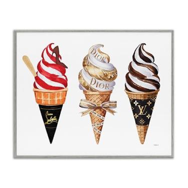 Imagem de Stupell Industries Design de arte giclée emoldurado cinza sorvete glamour redemoído por Amanda Greenwood, 28 x 35 cm