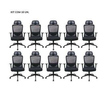 Imagem de Kit Cadeira de Escritório Presidente Elite Preta - Inova Office, 10 Ca