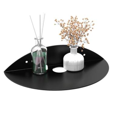 Imagem de Prateleiras flutuantes para armazenamento na parede, pequenas prateleiras de metal, organizador de prateleira de exibição para banheiro, quarto, sala de estar, cozinha, decoração de quarto, preto 12 x