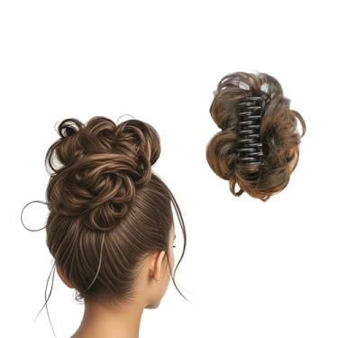 Imagem de Peruca de cabelo ondulado ondulado encaracolado marrom com extensões fáceis de fazer clipes de garra para mulheres e meninas, peruca falsa natural