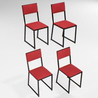 Imagem de Kit 4 Cadeiras Para Cozinha Estofada Industrial Riviera Preta - Don Ca