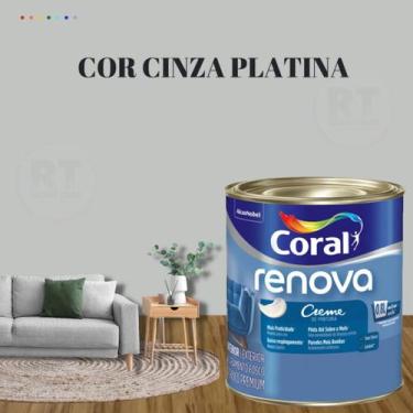 Imagem de Tinta Parede Cinza Renova Acrílica Fosca 800ml - Coral, CINZA PLATINA
