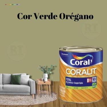 Imagem de Esmalte Sintético Base Água Coral Coralit 800ml Tinta Cor Verde Acetin