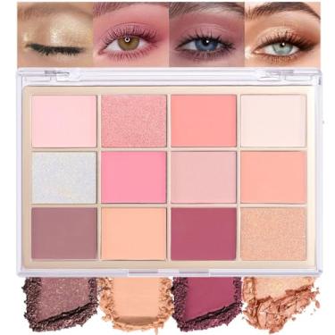 Imagem de Paleta de sombras rosa nude, cores quentes neutras naturais creme, cores claras, paleta de sombras, paletes de maquiagem de longa duração para mulheres, veganas