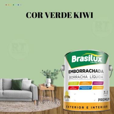 Imagem de Tinta Borracha Líquida Cor Verde Brasilux Para Parede 3,2l Acrílica La