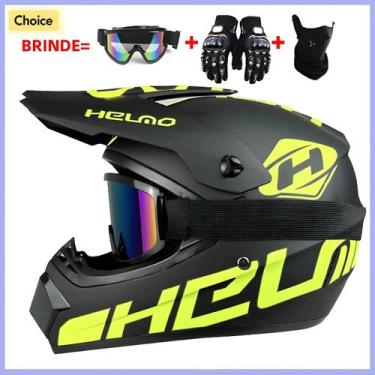 Imagem de Capacete De Motocicleta De Motocross De Rosto Inteiro Capacete Off-roa