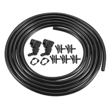 Imagem de Boxonly Kit de bocal de lavagem de para-brisa para Mercedes-Benz Sprinter 3500, 2017-2018 Volkswagen Crafter 2016-2018 – Peça de reposição OE nº 2E1955985, inclui mangueira e conectores, preto, 1