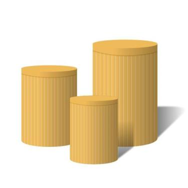 Imagem de Trio Capas Para Cilindro Versátil Ripados Amarelo Escuro  C/ Elástico 