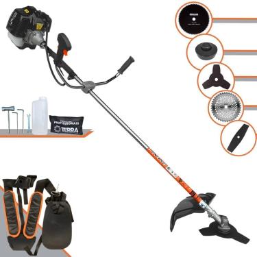 Imagem de Roçadeira Lateral Profissional Terra GRH430 À Gasolina Motor 2T 43cc 1,7HP 6.500rpm Multifuncional Completa Com Carretel de Nylon e 4 Lâminas de Corte
