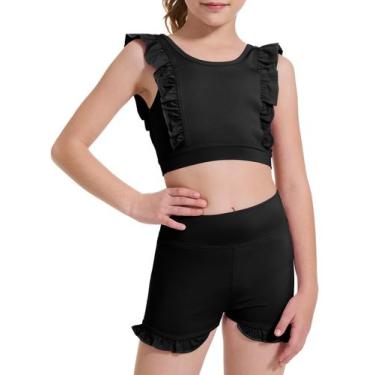 Imagem de Shorts esportivos para meninas, tamanho de 3 a 10 anos, sutiã de trein