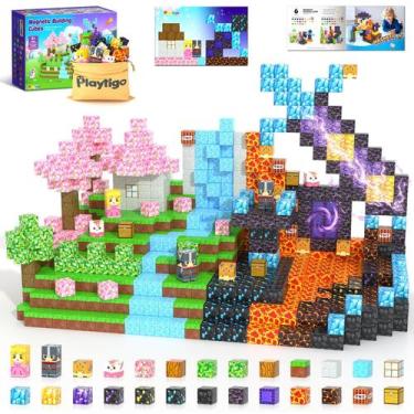 Imagem de Blocos magnéticos Playtigo 154PCS Build Mine Magnet World