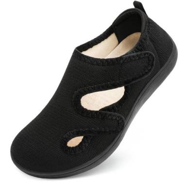 Imagem de Sapatos femininos Slippers Scurtain Wide Diabetic, tamanho 11, algodão