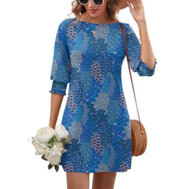 Imagem de Vestido LUYAA Spring para mulheres 2025, manga 3/4, manga folhada, gol