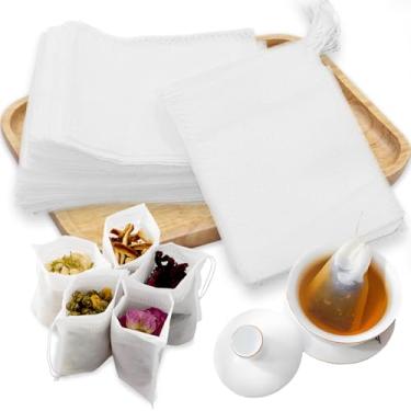 Imagem de 500 saquinhos de chá vazios para folhas soltas, sacos de chá descartáveis com cordão, sacos de filtro de chá para café, especiarias e ervas, acessórios para preparação de chá (9 x 7 cm)