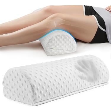 Imagem de Almofada de perna meia lua para dormir nas costas - Almofada de altura ajustável sob o joelho para tornozelos - Almofada de perna de espuma viscoelástica pura para dormir na cama - bolha