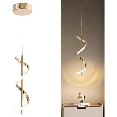 Imagem de Pendente Led Espiral Dna Moderno Luxo Dourado LP-601A 10w - LUXMUNDO