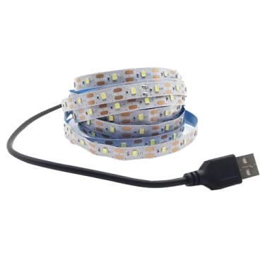 Imagem de Vrabocry Fita de luz LED USB branca 6500K 5V alimentada por USB 5 m/5 m 300 LEDs SMD2835 flexíveis, sem impermeabilidade, IP20, fita de LED para TV de fundo, decoração de casa, lâmpada