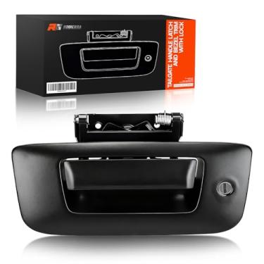 Imagem de Trava de maçaneta traseira e acabamento de bisel com cilindro de trava e clipes de haste compatíveis com Chevy Silverado GMC Sierra 1500 2500 3500 HD 2007-2014, substitui OEM # 22755305