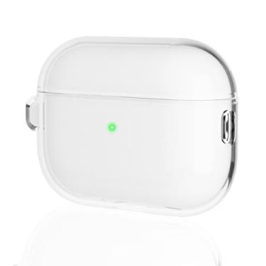 Imagem de Haobobro Capa transparente – Capa para AirPods Pro – TPU altamente transparente selecionado, compatível com carregamento sem fio, capa protetora macia com mosquetões para fones de ouvido AirPods Pro