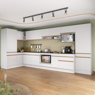 Imagem de Cozinha Modulada Completa Canto 409cm com Rodapé e Balcão para Cooktop