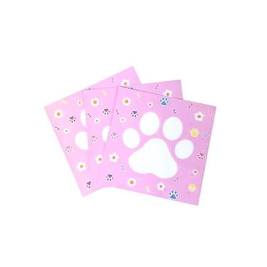 Imagem de 40 guardanapos com estampa de pata, 2 camadas, suprimentos de festa, animais de fazenda, guardanapos de festa para aniversário com tema animal, parte ocidental (rosa) 16,5 cm