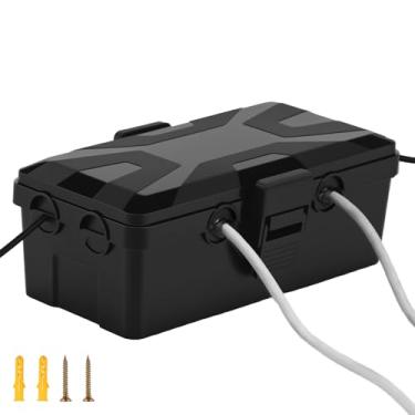 Imagem de Caixa elétrica externa, capa de cabo de extensão impermeável IPX4 protege filtro de linha com 6 entradas de vedação de cabos, caixa elétrica externa para cabos de extensão, luzes de férias, luzes