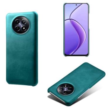 Imagem de Capa para OPPO Realme 12 5G,Proteção contra quedas,Casca de volta de cor sólida simples,Design de couro de imitação de plástico-Green