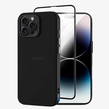 Imagem de Kit Capa Capinha Case Proteção Premium Preta Anti Impactos + Película de Vidro 3d (iPhone 14 Pro)