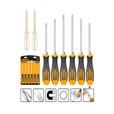 Imagem de Jogo De Chaves De Fenda E Phillips Ingco 6 Peças Com Ponta Imantada Ca
