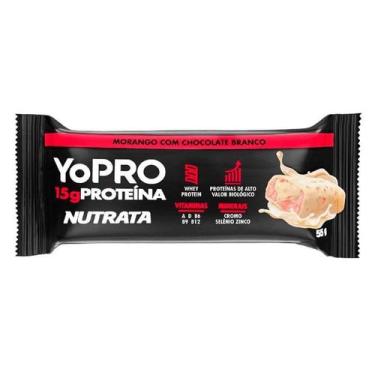 Imagem de Barra de Proteína YoPRO Danone Sabor Chocolate Branco com Morango 55g