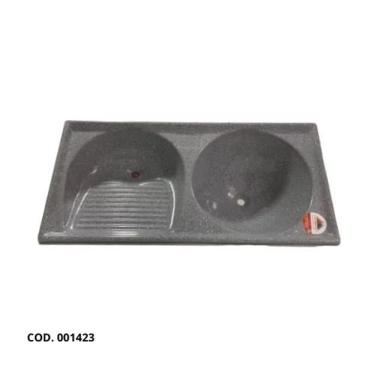 Imagem de Tanque Duplo de Fibra 100 x 50cm Cinza Granitado - FortMármore