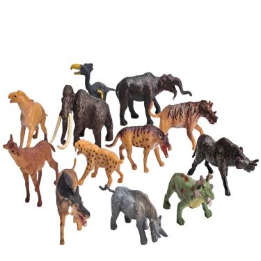 Imagem de Conjunto de brinquedos com figuras de animais pré-históricos, 12 unidades para crianças com mamute