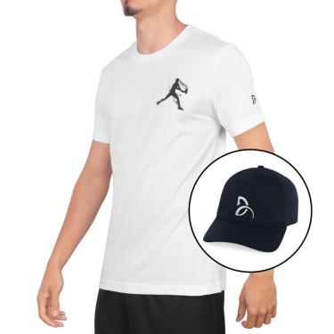 Imagem de Boné e Camiseta Lacoste Tennis Novak Djokovic Th1044 Branca-GGGG