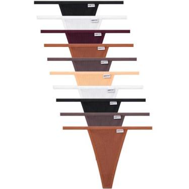 Imagem de Calcinhas femininas de algodão com fio dental, pacote com 10 unidades 