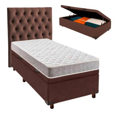 Imagem de Kit Cama Box Bau + Cabeceira + Colchão Solteiro D23 - D23 - Inducol