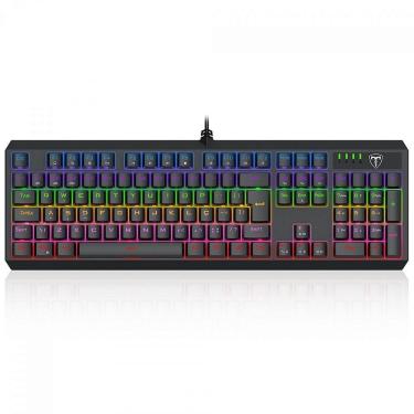 Imagem de Teclado Mecânico Gamer T-Dagger Axis, Rainbow, Switch Brown, Full Size, ABNT2, Preto