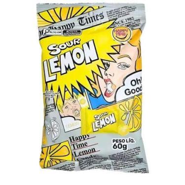 Imagem de Bala Super Azeda Sour Lemon Sabor Limão Happy Time 60g