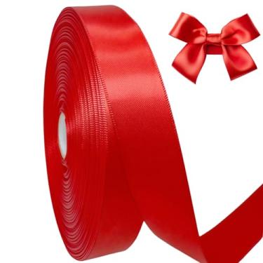 Imagem de AEVORA Fita de cetim dupla face de 9,5 cm, fita de embrulho de presente 50 metros para buquês de flores, embrulho de artesanato de Natal, faixas de cabelo, costura de casamento (vermelho 235)