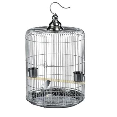 Imagem de Gaiola de pássaro circular de aço inoxidável portátil para visualização fácil de limpar para uso ao ar livre Ninho de pássaro