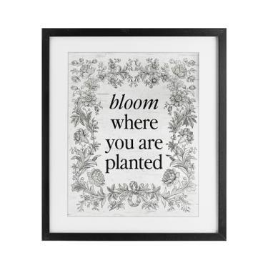 Imagem de Stupell Industries Flor inspiradora com borda vintage preta emoldurada sob vidro, design por Lettered and Lined, 16 x 13