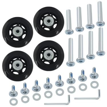 Imagem de Cionyce Rodas de substituição de bagagem de 70 x 24 mm - Rodízio giratório de borracha com rolamentos de esferas para reparo de malas, kit de substituição de roda de viagem resistente (pacote com 4)