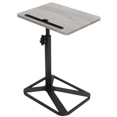 Imagem de COMEON Mesa de cabeceira ajustável sobre a cama, mesa lateral de sofá, bandeja de TV, suporte pequeno para laptop, mesa em pé para quarto e sala de estar (cinza, formato X)