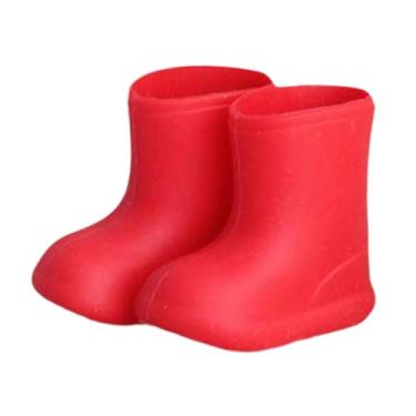Imagem de Fenteer Mini botas de chuva para bonecas, sapatos de boneca, botas de chuva para bonecas BJD 1/12, brinquedo de silicone macio e vívido, acessórios realistas, Vermelho