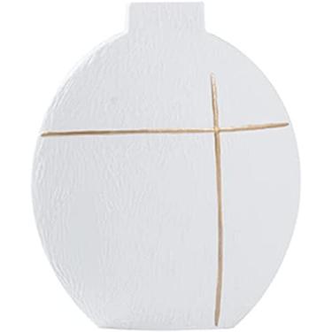 Imagem de Vaso de flores vaso de cerâmica para mesa moderno quarto sala de estar arranjo de flores aparelho de mesa de jantar vaso decoração de vaso de 13,7 polegadas vaso de flores decoração de mesa (B)